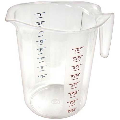 Winco Color Graduations Polycarbonate Measuring Cup, 4 Quart -- 6 per case.
