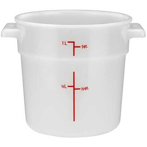 Winco Polypropylene White Round Storage Container, 1 Quart -- 12 per case.