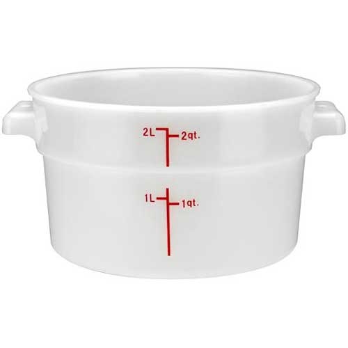 Winco Polypropylene White Round Storage Container, 2 Quart -- 12 per case.