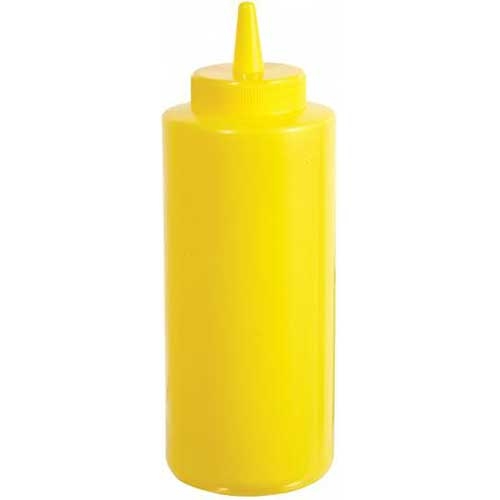 Winco Yellow Regular Squeeze Bottle, 24 Ounce -- 36 per case.