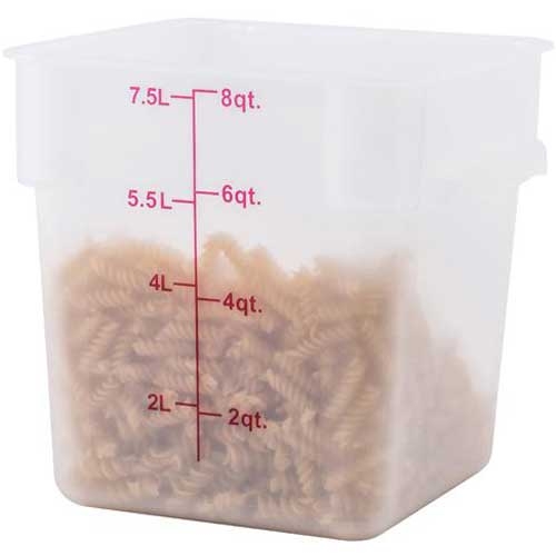 Winco Polypropylene Translucent Square Storage Container, 8 Quart -- 12 per case.