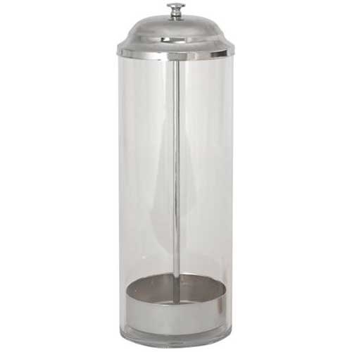 Winco Polycarbonate SAN Cylinder Straw Dispenser with Stainless Steel Top -- 12 per case.