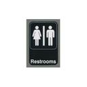 Winco Black Restrooms Information Sign with Symbol, 6 x 9 inch.
