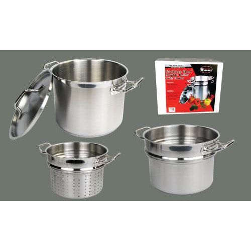 Winco Stainless Steel Double Boiler With Cover, 12 Qt