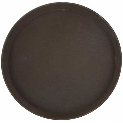 Winco Brown Round Easy Hold Rubber Lined Tray, 14 inch -- 6 per case.
