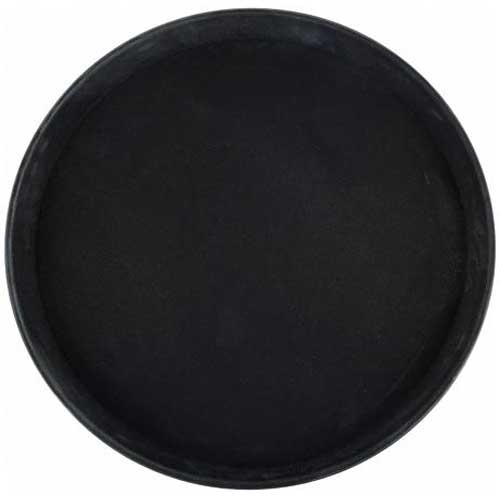 Winco Black Round Easy Hold Rubber Lined Tray, 16 inch -- 6 per case.