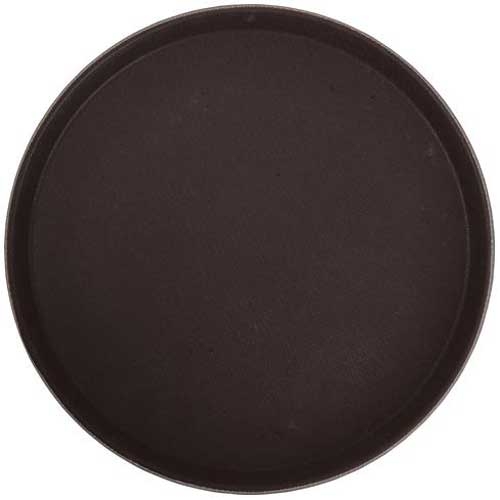 Winco Brown Round Easy Hold Rubber Lined Tray, 16 inch -- 6 per case.