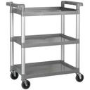 Winco Polypropylene 3 Tier Gray Utility Cart, 32 x 16 1/8 x 36 3/4 inch.