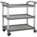 Winco Polypropylene 3 Tier Gray Utility Cart, 40 3/4 x 19 1/2 x 37 3/8 inch.