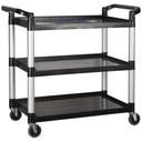 Winco Polypropylene 3 Tier Black Utility Cart, 40 3/4 x 19 1/2 x 37 3/8 inch.