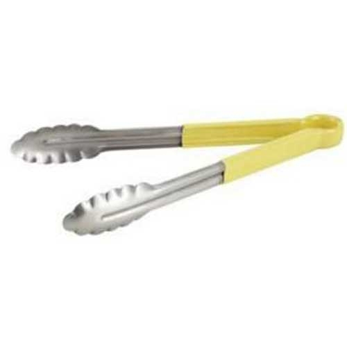 Winco Stainless Steel Heavy Duty Utility Tong with Yellow Plastic Handle, 9 inch -- 12 per case.