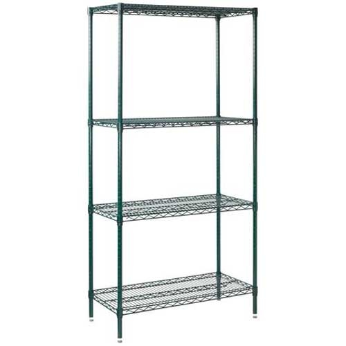 Winco Epoxy Coated 4 Tier Wire Shelving Set, 18 x 48 x 72 inch -- 1 set.