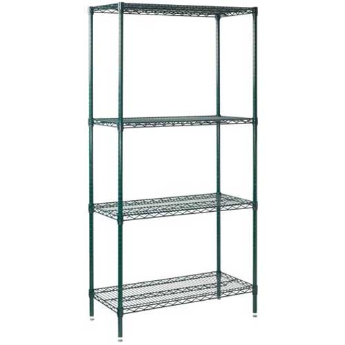 Winco Epoxy Coated 4 Tier Wire Shelving Set, 24 x 36 x 72 inch -- 1 set.