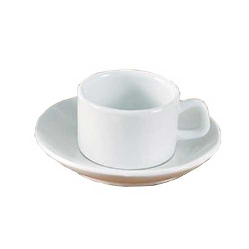 Yanco Abco Porcelain Round Rolled Edge Super White Saucer, 4 inch Diameter -- 36 per case.