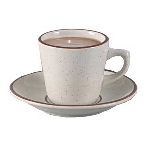 Yanco Brown Speckled American White Ceramic Round Royal Saucer, 5 1/2 inch Diameter -- 36 per case.