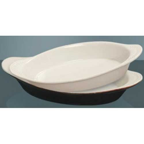 Yanco Porcelain Oval White/brown Accessories Welsh Rabbit, 8 Ounce -- 36 Per Case