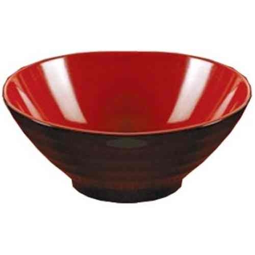 Yanco CR-586 Black and Red Two-Tone Noodle Bowl, 48 Ounce Capacity, 9 inch Diameter, Melamine, Black/Red -- 24 per case.