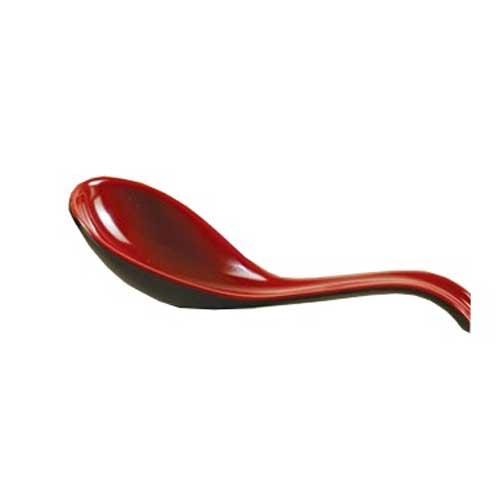 Yanco Two Tone Melamine Black/Red Spoon, 6 1/2 inch Length x 2 1/4 inch Width -- 72 per case.