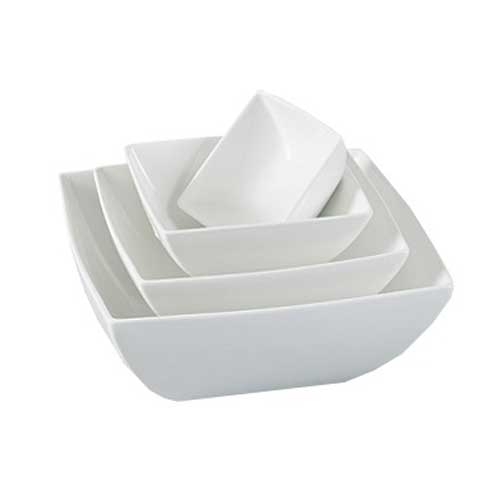 Yanco Fuji Porcelain Bone White Square Bowl, 14 Ounce -- 36 per case.