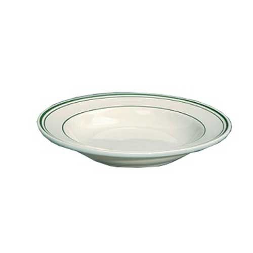 Yanco Green Band Ceramic American White Round Pasta Bowl, 30 Ounce -- 12 Per Case