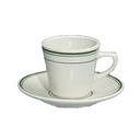 Yanco Green Band Ceramic American White Round Saucer, 6 1/8 inch Diameter -- 36 per case.