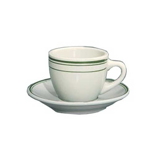 Yanco Green Band Ceramic American White Round Cup, 3 1/2 Ounce -- 36 Per Case