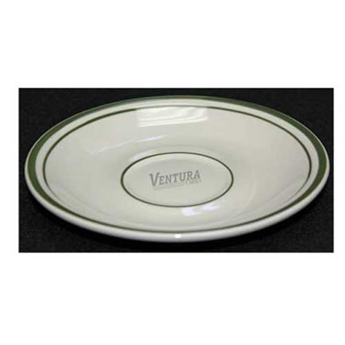 Yanco Green Band Ceramic American White Round Saucer, 4 1/2 inch Diameter -- 36 per case.