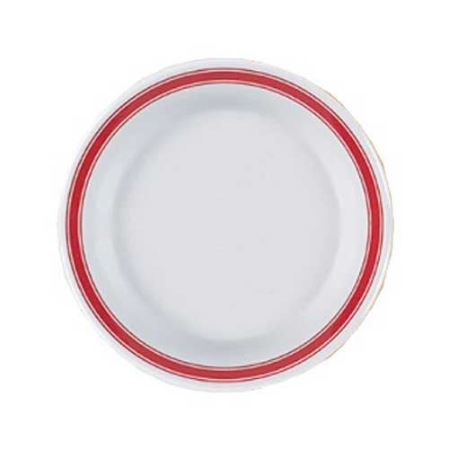 Yanco Houston Melamine Round Red Band/white Plate, 10 1/2 Inch Diameter -- 24 Per Case