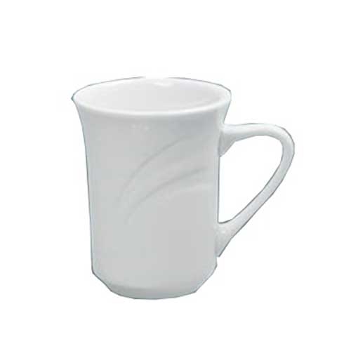 Yanco Miami Porcelain Bone White Round Embossed Mug, 8 Ounce -- 36 per case.