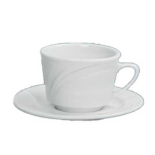 Yanco Miami Porcelain Bone White Round Embossed Cup, 7 1/2 Ounce -- 36 per case.