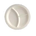 Yanco Nu Classic Melamine Ivory Round Deep Beveled Foot 3 Compartment Plate, 9 inch Diameter -- 24 per case.