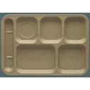Yanco Nu Classic Melamine Sand Left Handled Rectangle 6 Compartment Tray, 14 inch Length x 10 inch Width -- 12 per case.