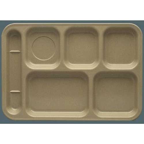 Yanco Nu Classic Melamine Sand Left Handled Rectangle 6 Compartment Tray, 14 Inch Length X 10 Inch Width -- 12 Per Case