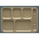 Yanco Nu Classic Melamine Sand Right Handled Rectangle 6 Compartment Tray, 14 inch Length x 10 inch Width -- 12 per case.