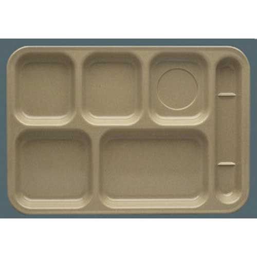 Yanco Nu Classic Melamine Sand Right Handled Rectangle 6 Compartment Tray, 14 Inch Length X 10 Inch Width -- 12 Per Case