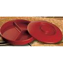 Yanco Nessico Melamine Red Round Deep 3 Divided Compartments Server With Lid, 8 1/4 inch Diameter -- 12 per case.