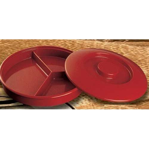 Yanco Nessico Melamine Red Round Deep 3 Divided Compartments Server With Lid, 8 1/4 Inch Diameter -- 12 Per Case