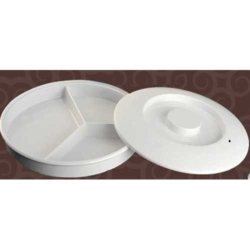 Yanco Nessico Melamine White Round Deep 3 Divided Compartments Server With Lid, 8 1/4 Inch Diameter -- 12 Per Case