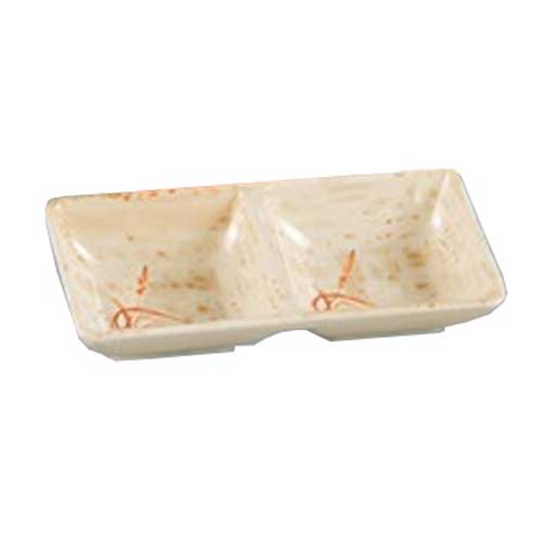 Yanco Orchis Melamine Rectangular 2 Divided Compartments Sauce Dish, 5 3/4 inch Length x 2 3/4 inch Width -- 72 per case.