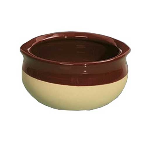 Yanco Porcelain Tow Tone Brown/Cream Round Accessories Onion Soup Crock, 12 Ounce -- 24 per case.
