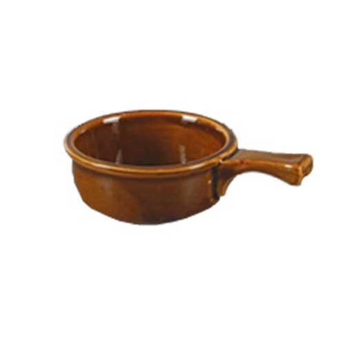 Yanco Porcelain Brown Round Accessories Onion Soup Crock with Handle, 15 Ounce -- 24 per case.