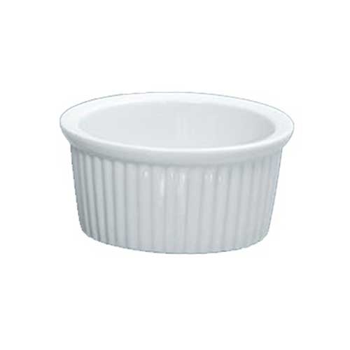 Yanco Porcelain White Round Fluted Accessories Ramekin Dish, 8 Ounce -- 36 per case.