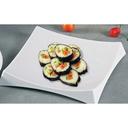 Yanco Rome Melamine Square White Sushi Plate with Feet, 8 1/2 x 8 1/2 inch -- 12 per case.