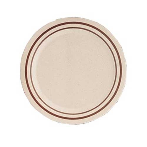 Yanco Sesame Melamine Round Brown Band/Beige Dinner Plate, 10 x 10 inch -- 24 per case.