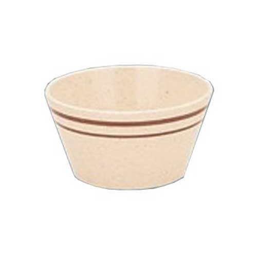 Yanco Sesame Melamine Round Brown Band/Beige Bouillon Cup, 8 Ounce -- 48 per case.