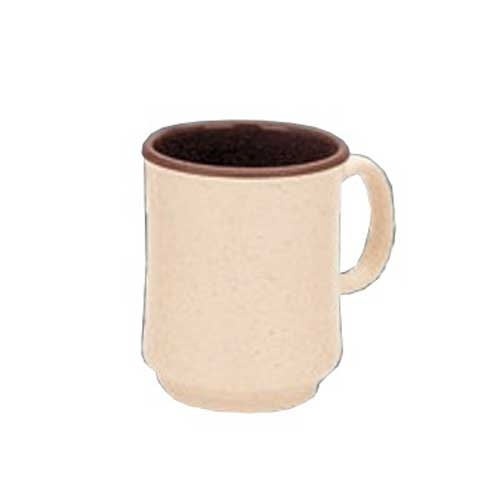 Yanco Sesame Melamine Round Brown Inside/Beige Outside Two Tone Coffee Mug, 8 Ounce -- 48 per case.