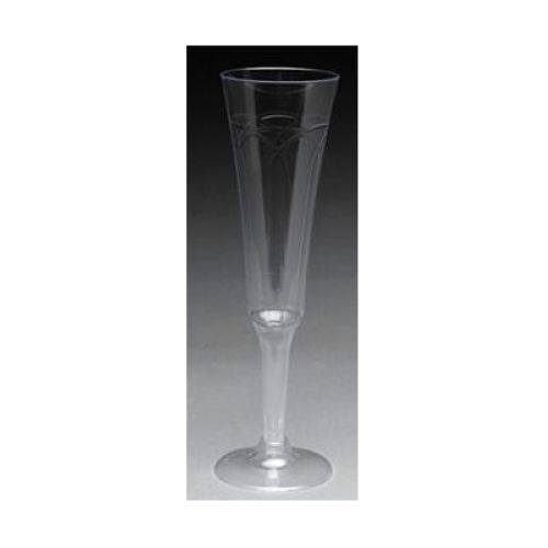 Royal Plasticware Elite Stemware Clear Fluted Long Champagne Glass, 6 Ounce - 12 per pack -- 10 packs per case.