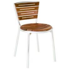 Emu Karen Polished Aluminum Natural Teak Outdoor Indoor Stacking Side Chair, 24 X 26 X 47 Inch -- 4 Per Case