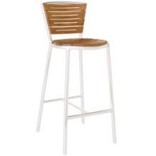 Emu Karen Polished Aluminum Natural Teak Outdoor Indoor Barstool, 41 X 16.5 X 21.5 Inch