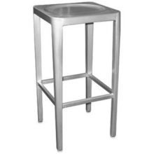 Emu Anna Brushed Aluminum With Clear Lacquer Outdoor Indoor Barstool, 29.5 X 15 X 15 Inch